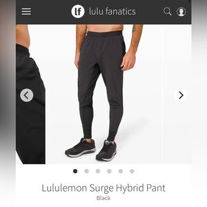 Men’s Lululemon Surge Hybrid Pant in Black Size Medium